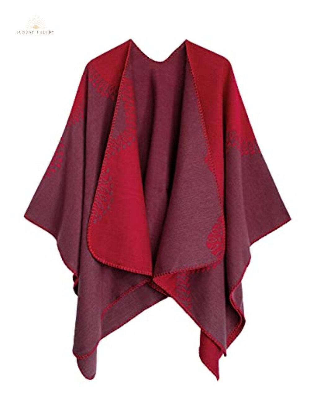 Oversized Knit Poncho Wrap Cape Ruana Shawl Collar One Size Winter